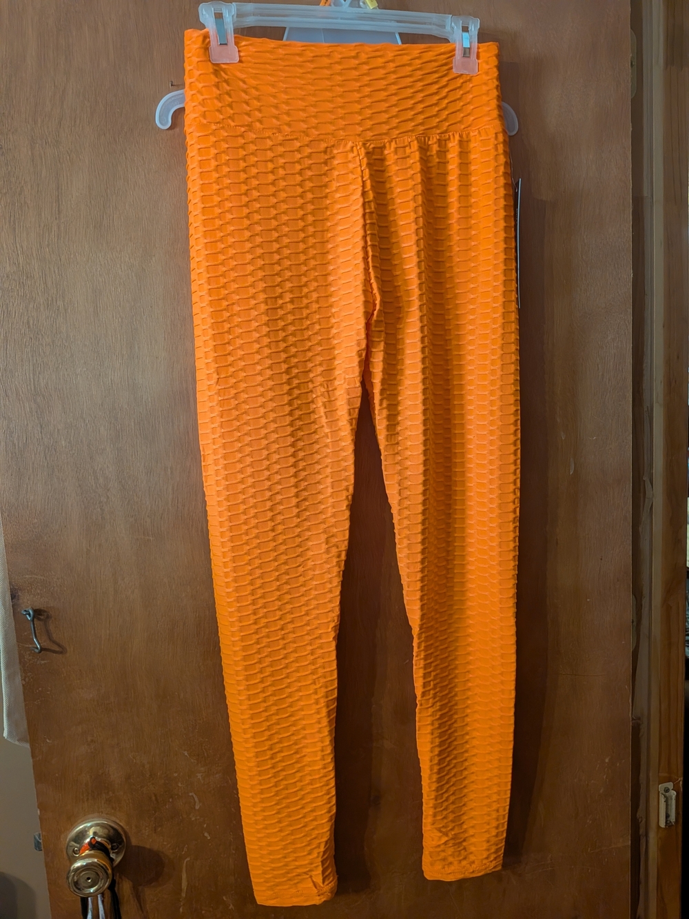 New Mix Bright Orange Textured High-Waist Women's Leggings